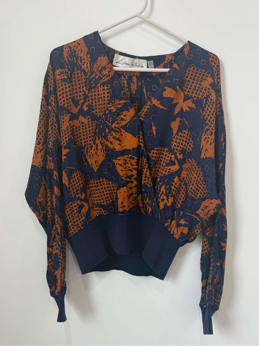 Vintage Lillie Rubin Oversized Silk Blouse size 6
